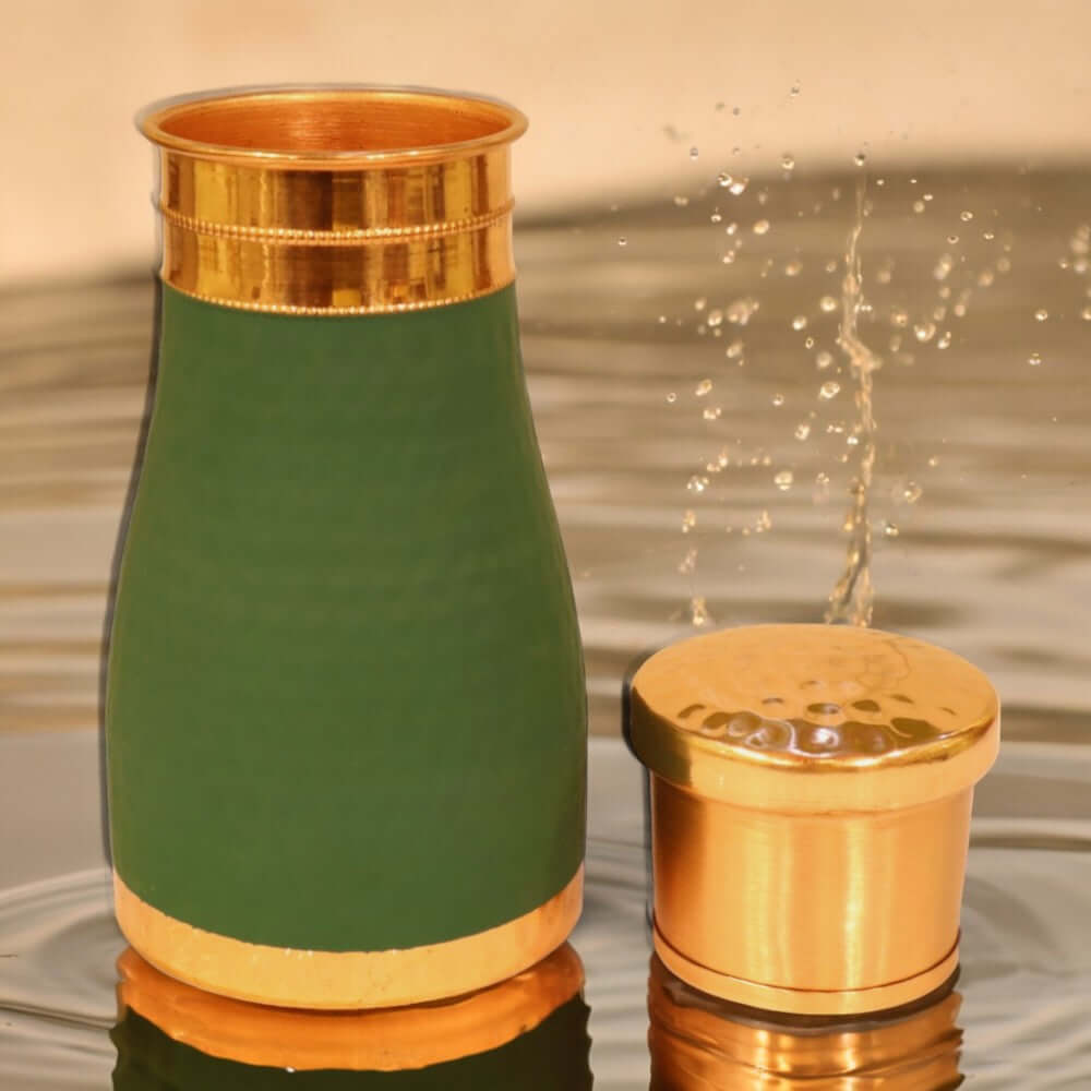 Hammered Velvet Touch Copper Bedside Carafe - 1 Liter with Two Copper Velvet Touch Glass Set