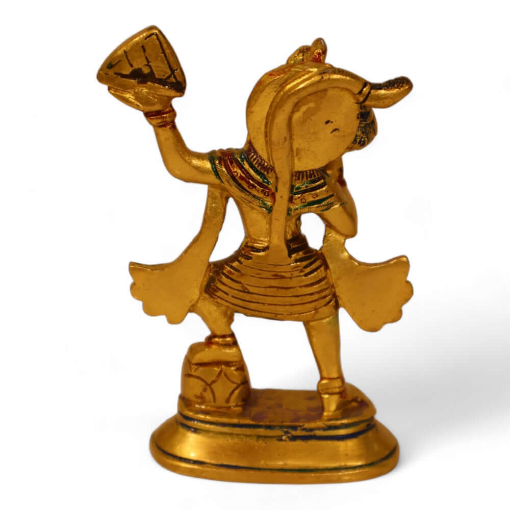 Coloured Brass Hanuman Parvat Standing Statue Idol - 6 Inch