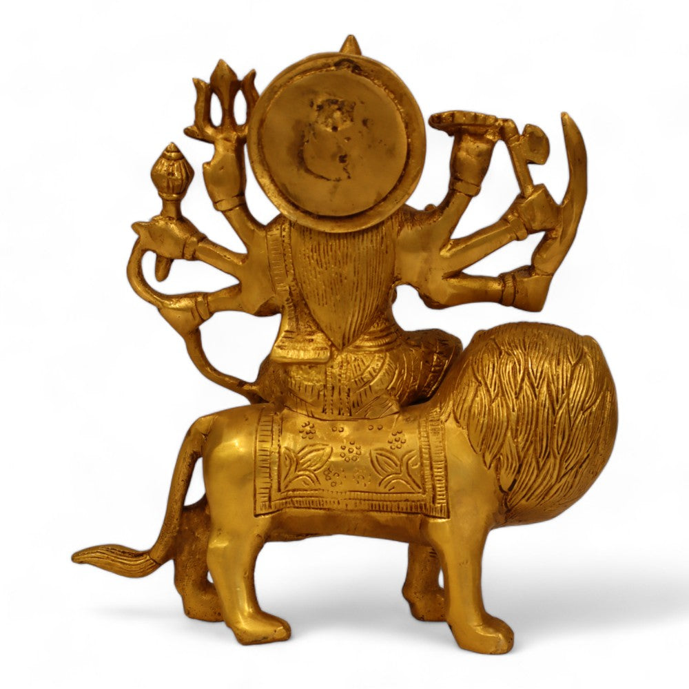 Brass Goddess Durga Ji Sculpture Antique Finish- 8 Inch