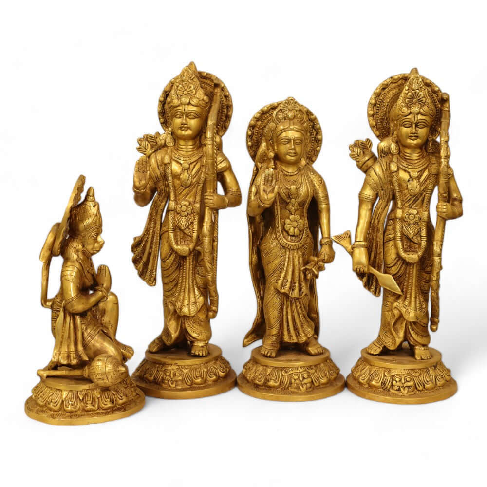 16-Inch Handmade Antique Pure Brass Separate Ram Darbar Idol - 18 Kg.