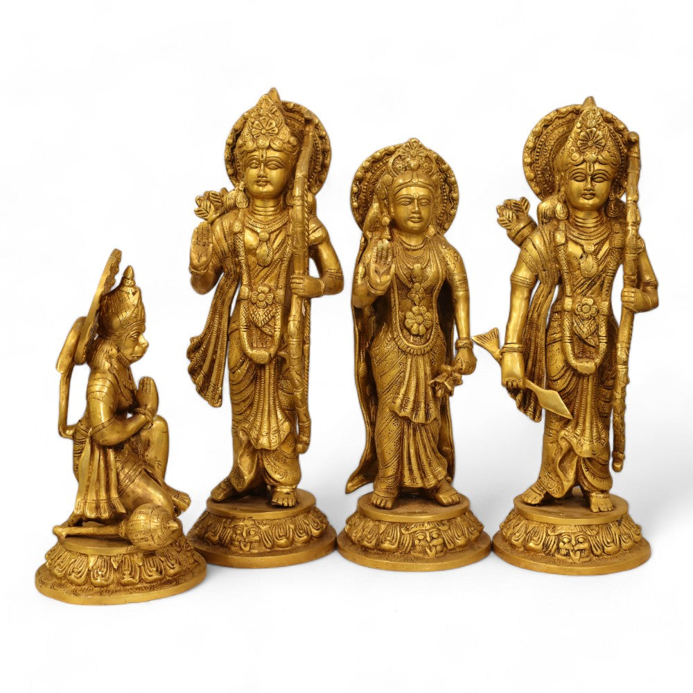 16-Inch Handmade Antique Pure Brass Separate Ram Darbar Idol - 18 Kg.