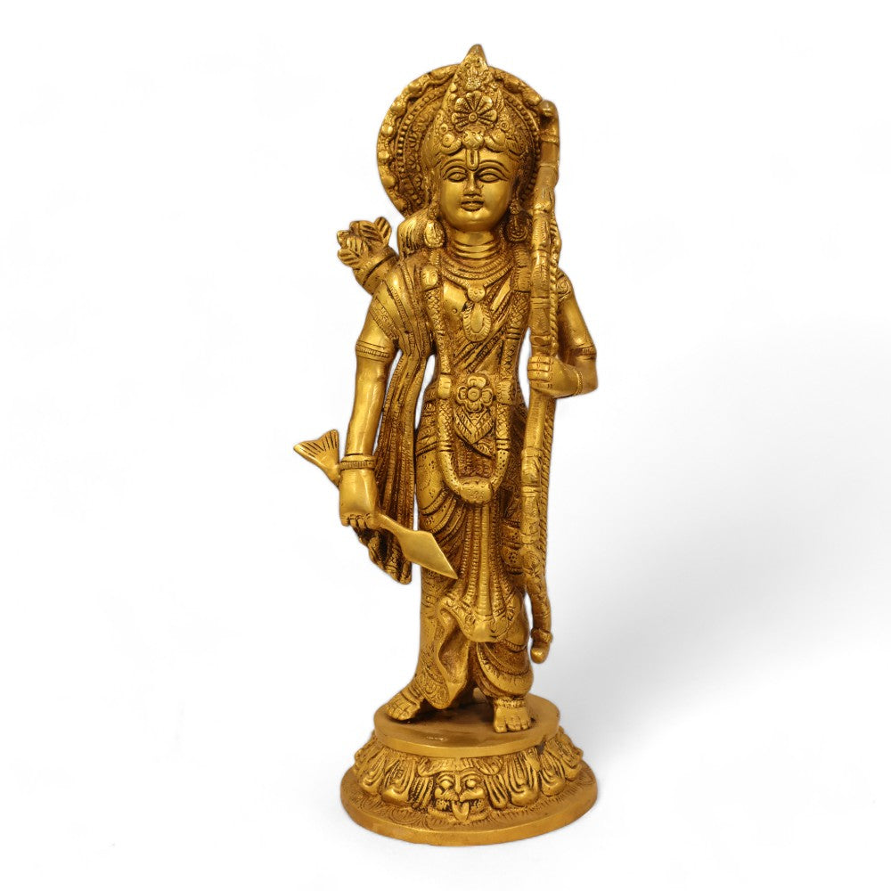 16-Inch Handmade Antique Pure Brass Separate Ram Darbar Idol - 18 Kg.