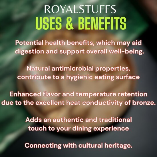 Set of 4 Plate Kansa Bronze Bhojan/Dinner/Thali 5 Items Size 10 Inch