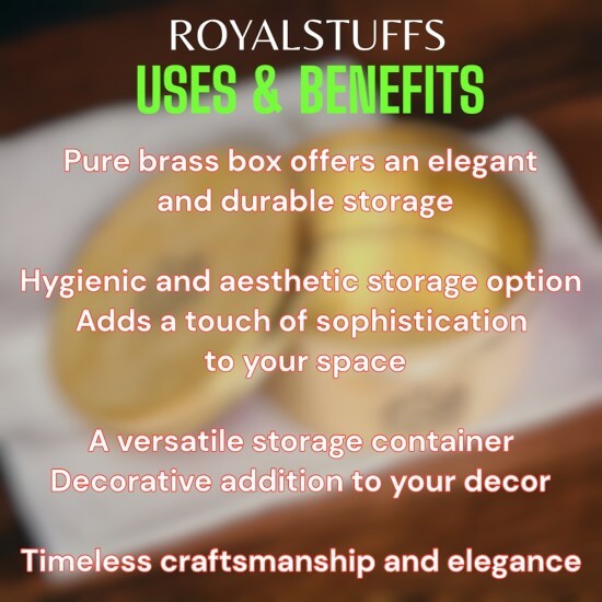 900 ML PURE BRASS BOX | DRY FRUIT BOX | DIBBA | KATORDAAN, ROUND SHAPE
