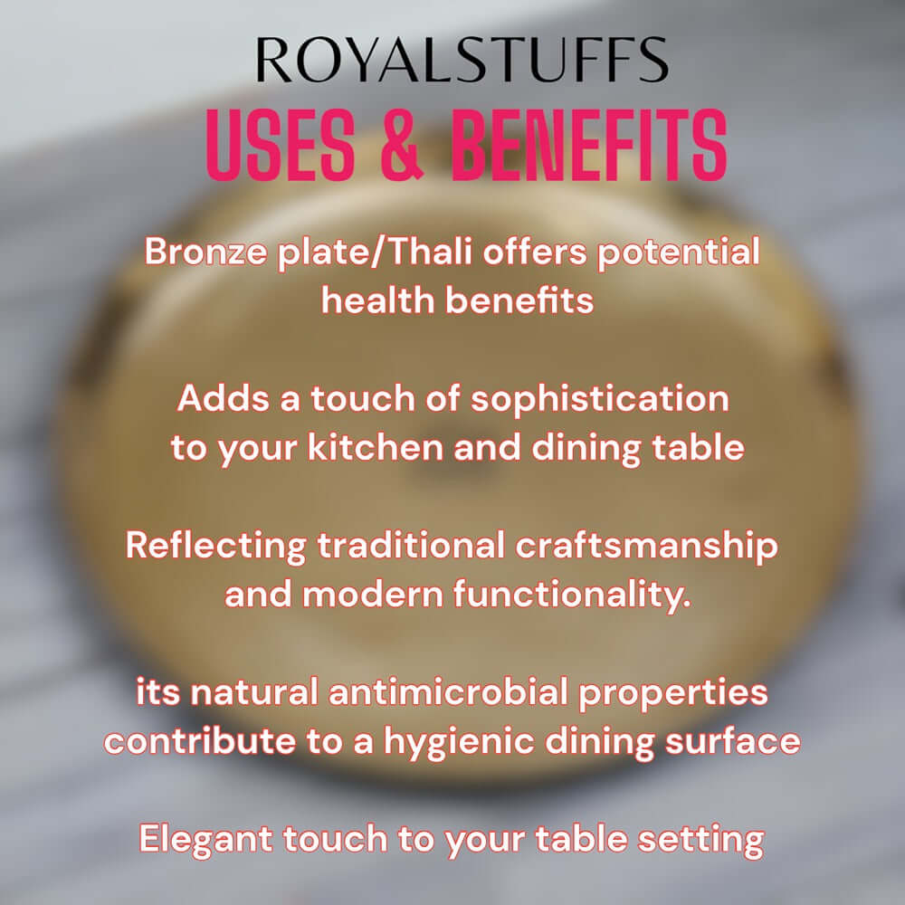 12.5 Inch Handmade Pure Bronze Kansa Vintage Thali for Dining, Serving & Gifting