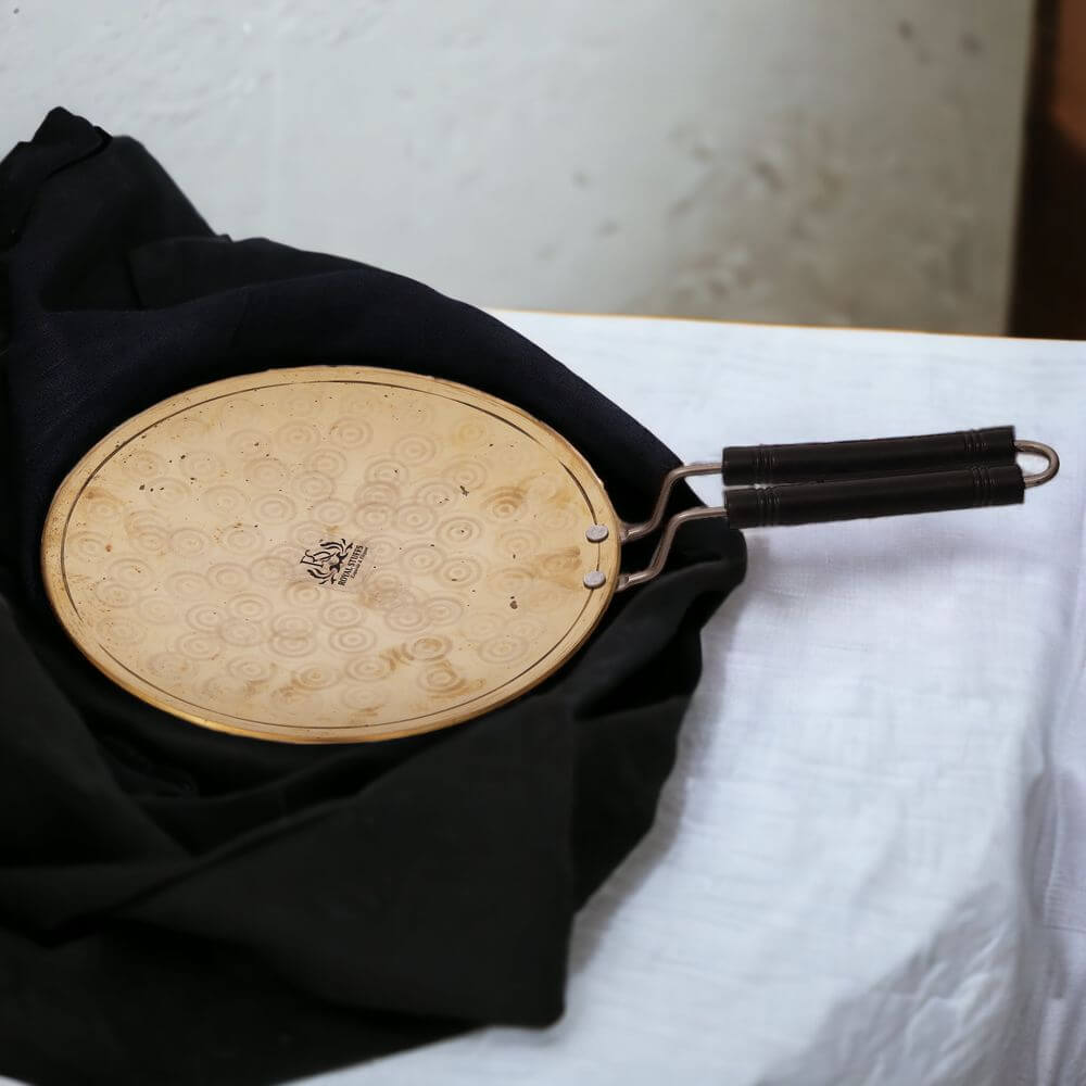 Heavy Weighted Brass Tawa/Tawa for Roti/Chapati/Naan with Double Handle