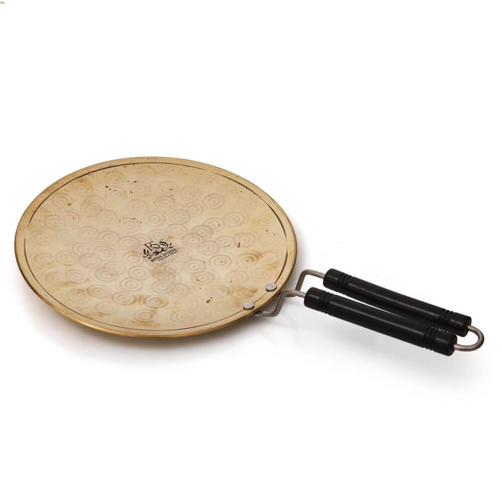 Heavy Weighted Brass Tawa/Tawa for Roti/Chapati/Naan with Double Handle