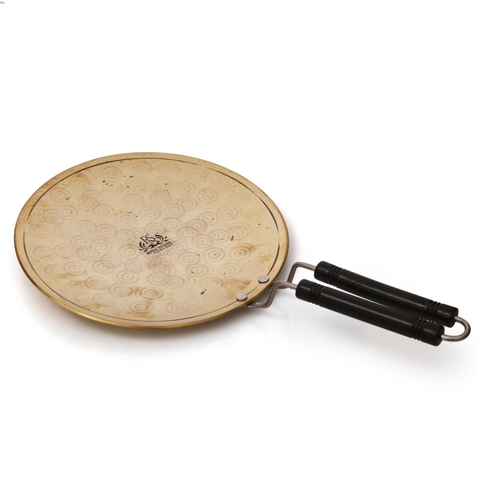 Heavy Weighted Brass Tawa/Tawa for Roti/Chapati/Naan with Double Handle 