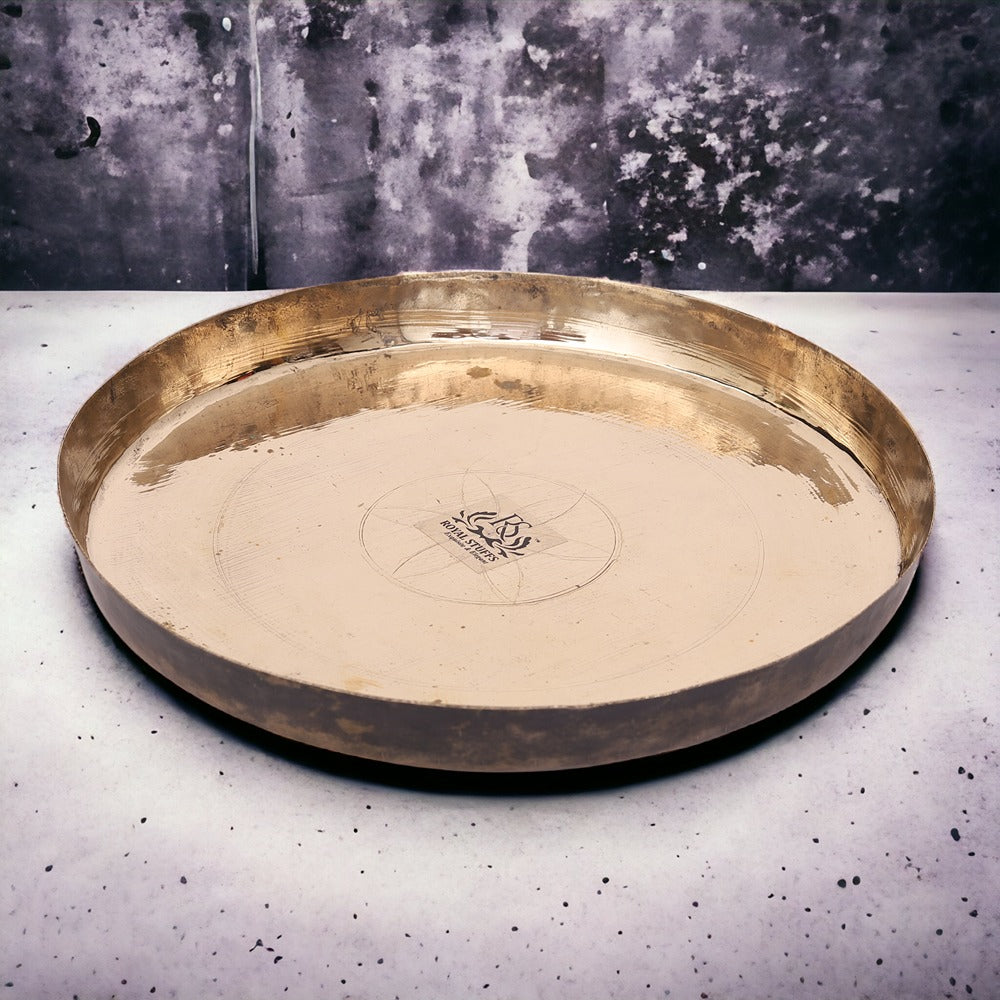  12 inch Pure Kansa Bronze Handmade Dinner/Lunch Plate/Thali