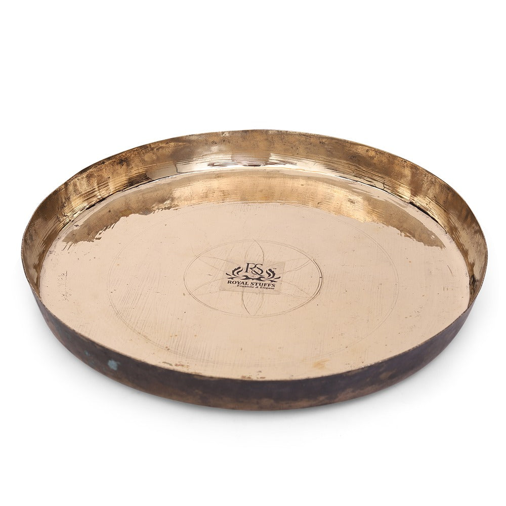  12 inch Pure Kansa Bronze Handmade Dinner/Lunch Plate/Thali