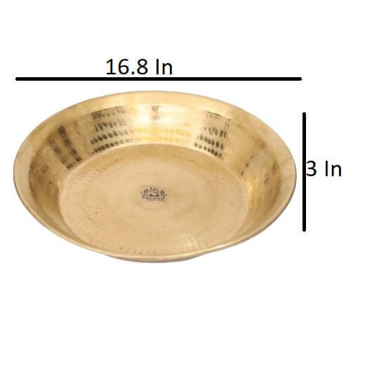 16.8 Inch Handmade Brass Pital Parat Platter Bronze