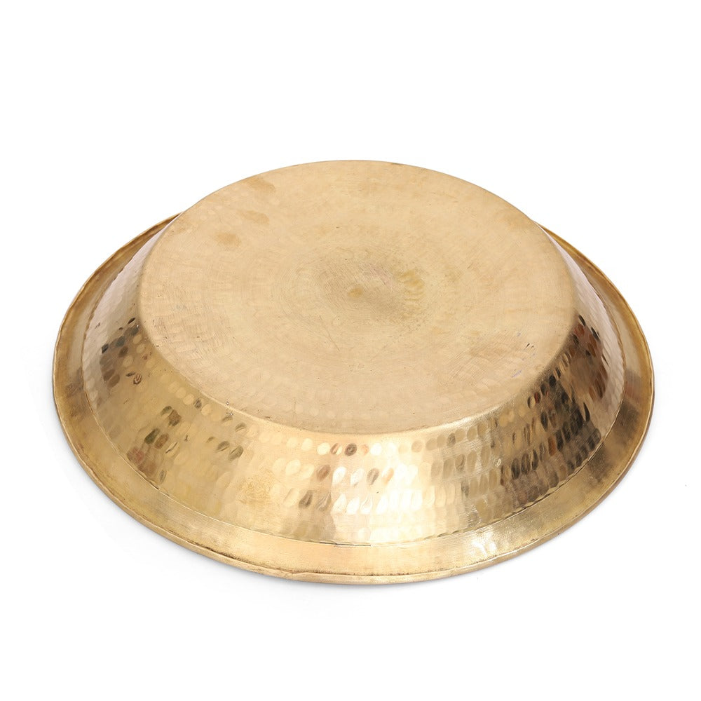 15 Inch Handmade Brass Pital Paraat Platter 