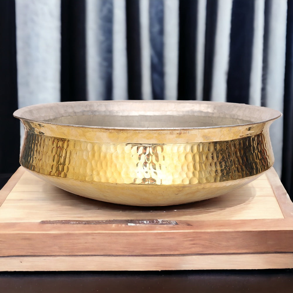 Pure Brass Hammered Urli Decorative Bowl 16 inches