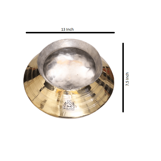 5.5Liter  Handmade Pure Brass Patila for Cooking, Brass Dekchi Pot Cookware