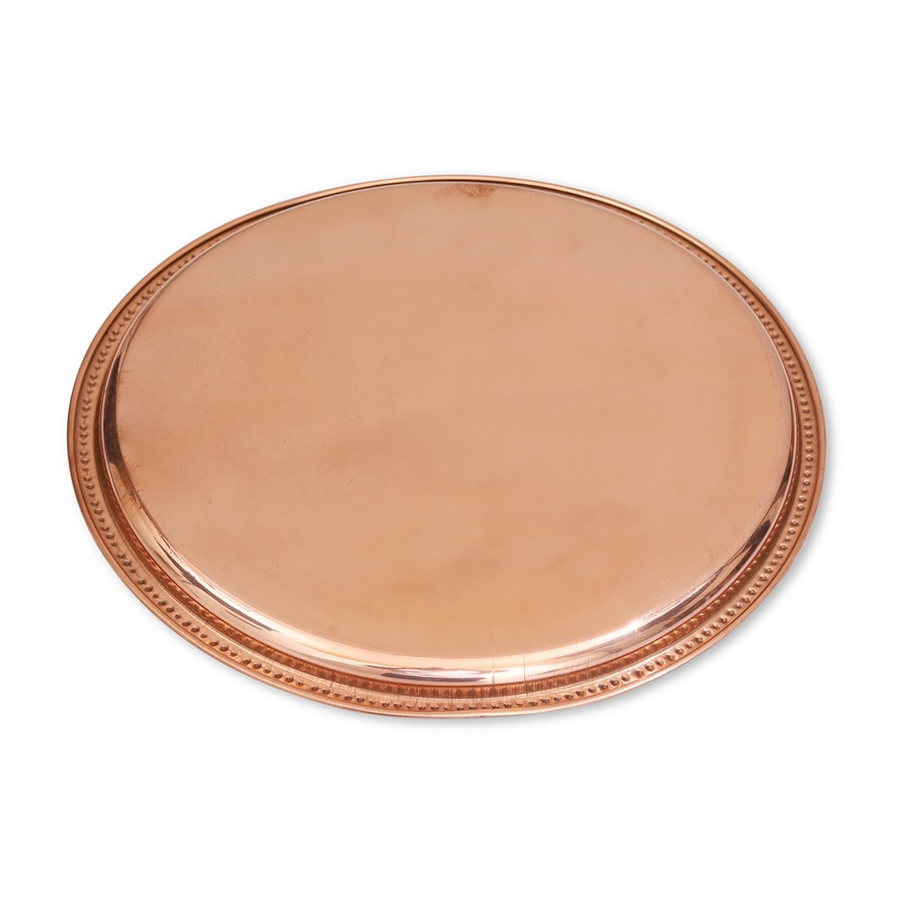 Handmade Pure Copper Plate 12 INCH Dish Embossed Design Round Shape Plate