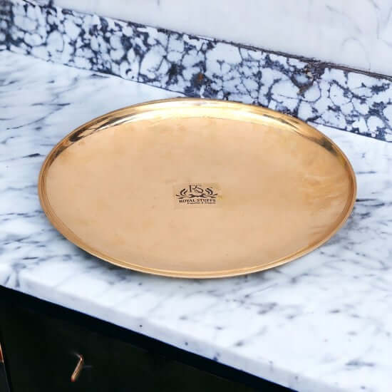 10.5-Inch Pure Shine Finish Bronze Kansa Plate Set - Set of 4