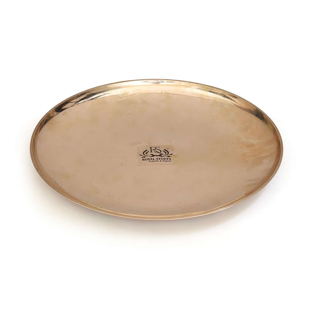 10.5 Inch Pure Bronze Kansa Plate for Dining, Serving & Gifting