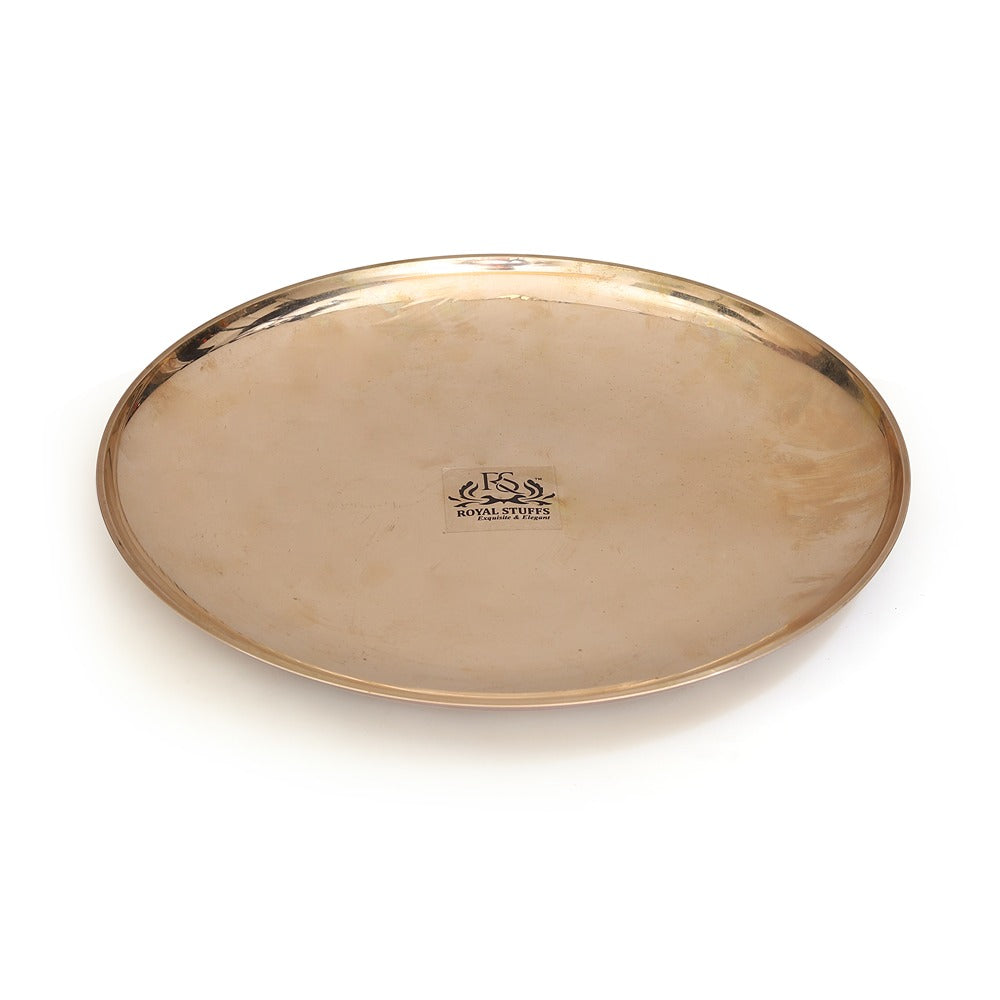 10.5 Inch Pure Bronze Kansa Plate for Dining, Serving & Gifting