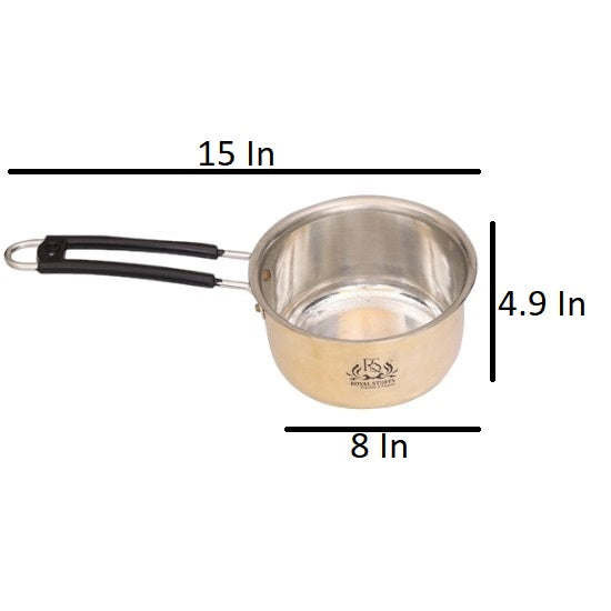 3 LTR Brass Sauce Pan Tapeli for Milk,Tea with Tin Coating Inner Side Kalai