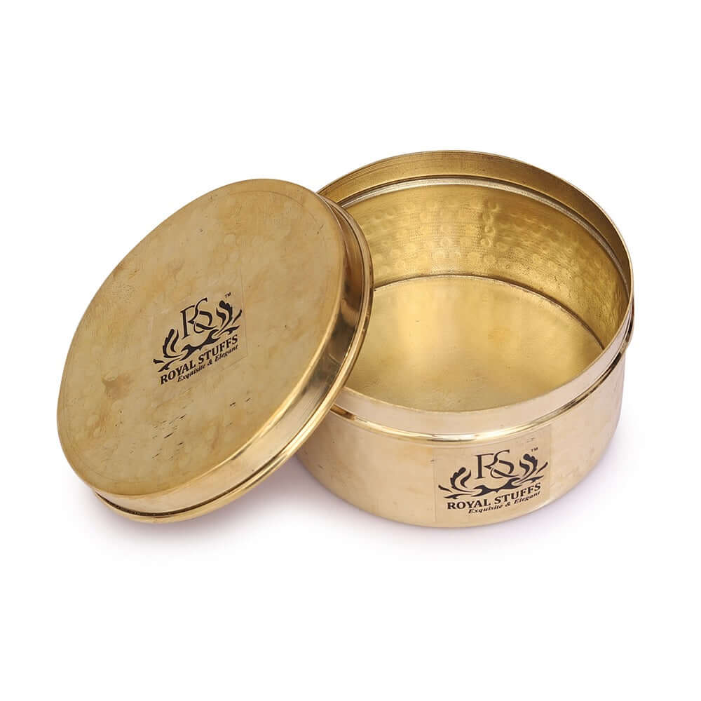 800 ml Pure Brass Box | Dry Fruit Box |  Dibba | Katordaan, Round Shape