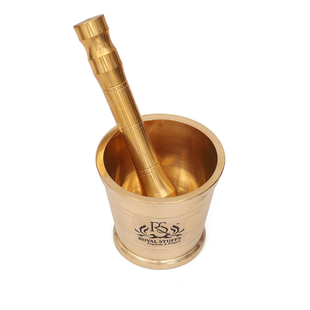 Brass Mortar Pestle Hand Smasher Kitchen Khalbatta Okhli Masher