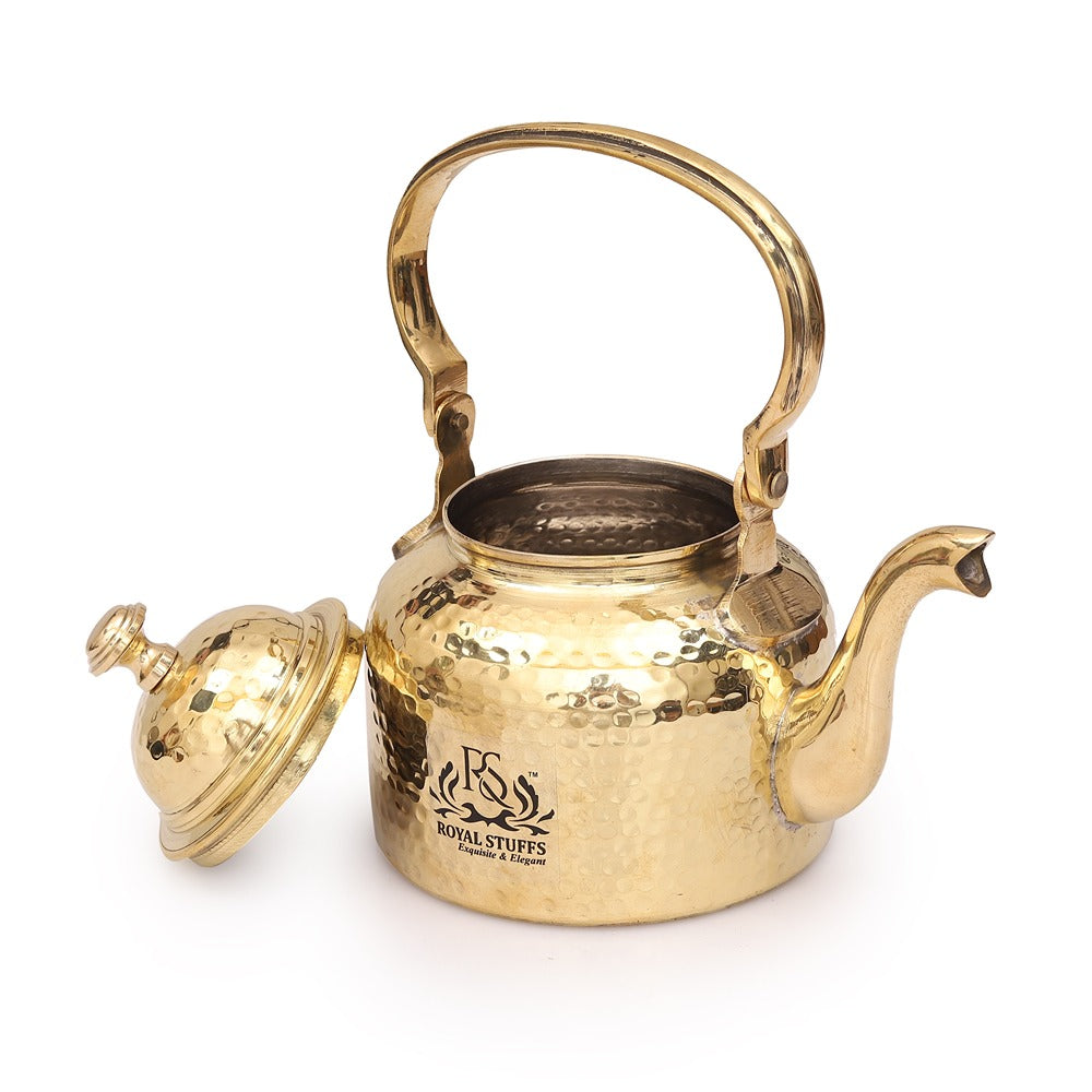 Hammered Antique  Designer Brass Tea Kettle Pot Inside Tin Lining, Serving Tea Coffee, Tableware, 600 ml