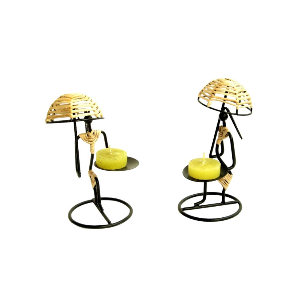 ROYALSTUFFS Umbrella Lady Tealight Holders (Set of 2)