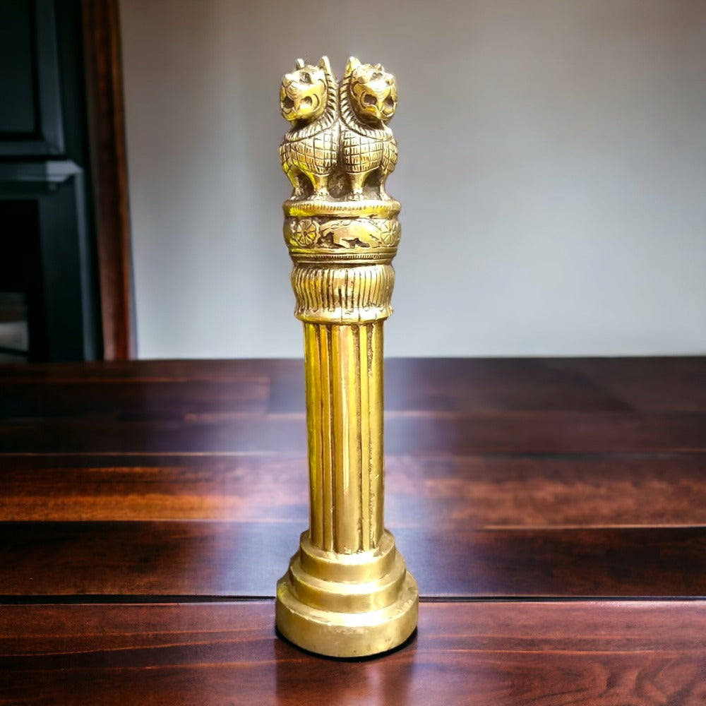 Brass Ashoka Pillar, The National Emblem of India Represents Power, Dominance and Authority at Home/Office.