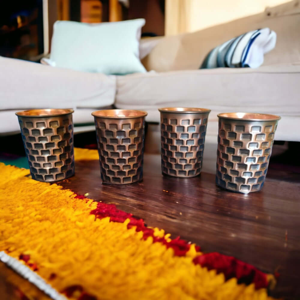 300 ml Hammered Copper Glasses Heavy and Durable for Daily Use with Health Benefits