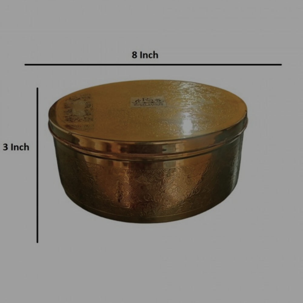 Handmade Royal Brass Antique Finish Chapati Box with Lid | Hot Pot Chapati Box for Kitchen and 1 Ghee Pot