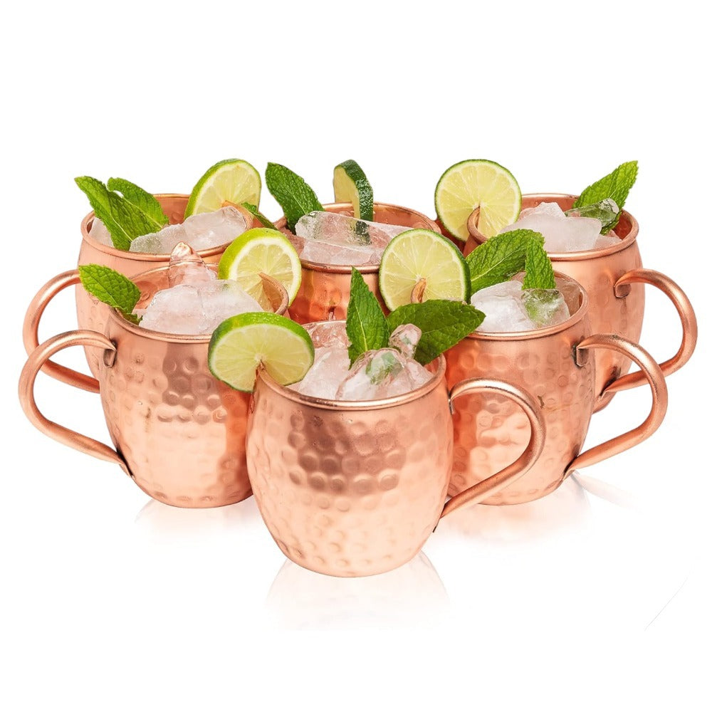 Handmade Copperware Moscow Mule Vodka Drinkware Copper Mugs Set of 6