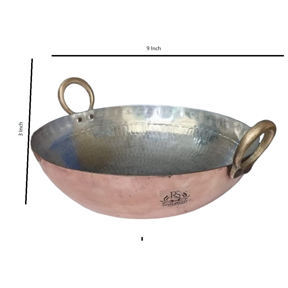 1 Liter Copper Kadai Multi Purpose Hammered Kadhai for Cooking ,Capacity:,Weight:1.5 Kg