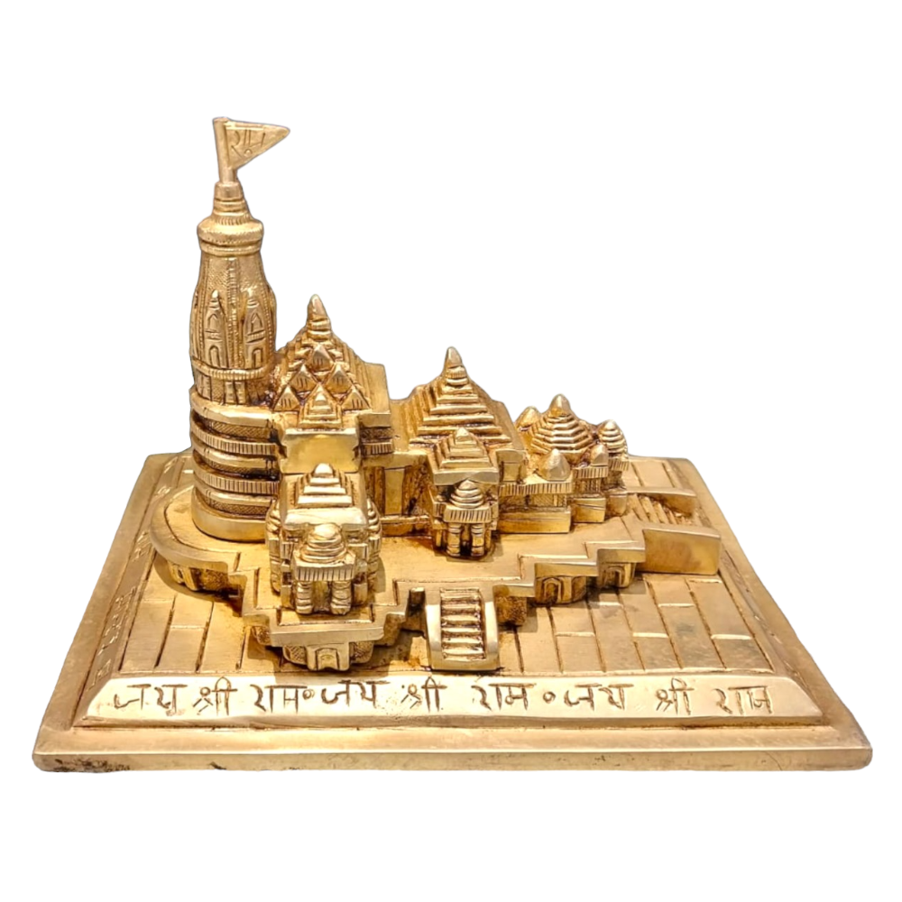 ROYALSTUFFS Brass Shri Ram Mandir Ayodhya Miniature for Home Decor Puja Mandir Decor Showpiece Gift Item (Weight - 2.6 Kgs)