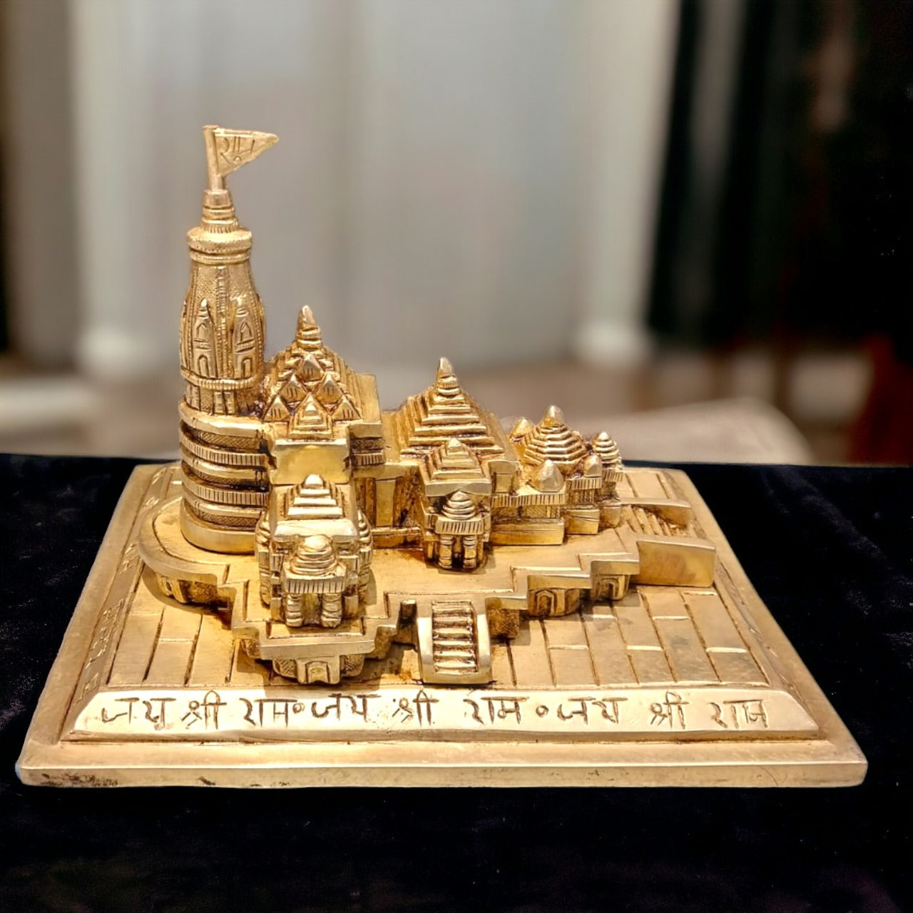 ROYALSTUFFS Brass Shri Ram Mandir Ayodhya Miniature for Home Decor Puja Mandir Decor Showpiece Gift Item (Weight - 2.6 Kgs)