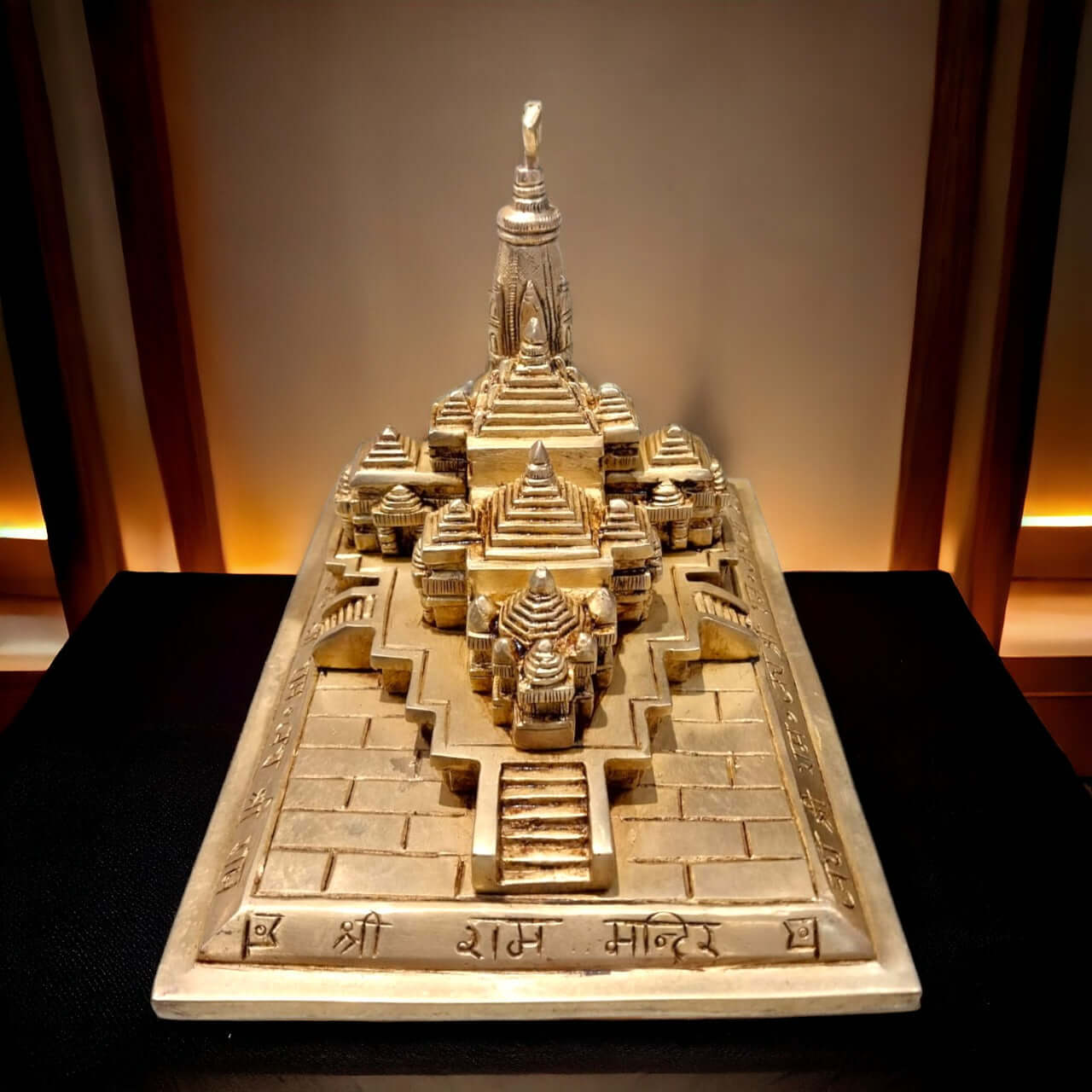 ROYALSTUFFS Brass Shri Ram Mandir Ayodhya Miniature for Home Decor Puja Mandir Decor Showpiece Gift Item (Weight - 2.6 Kgs)