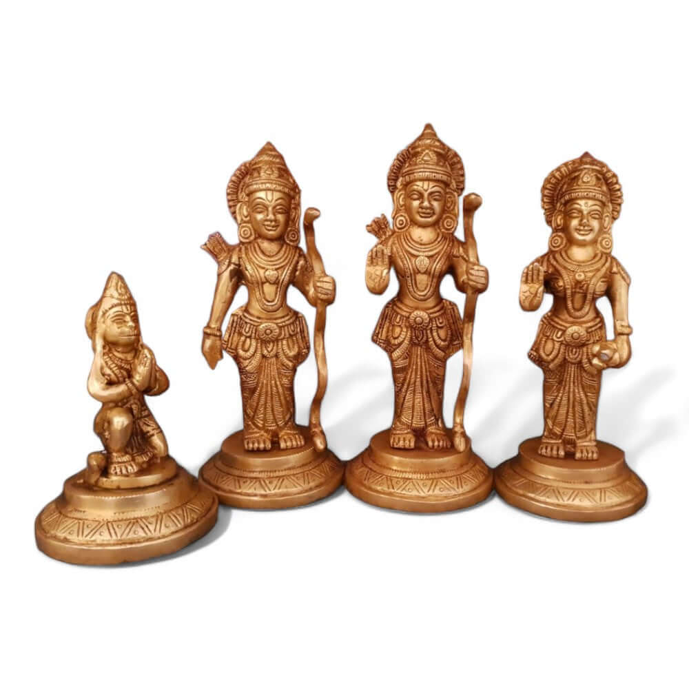 8-Inch Handmade Antique Pure Brass Separate Ram Darbar Idol
