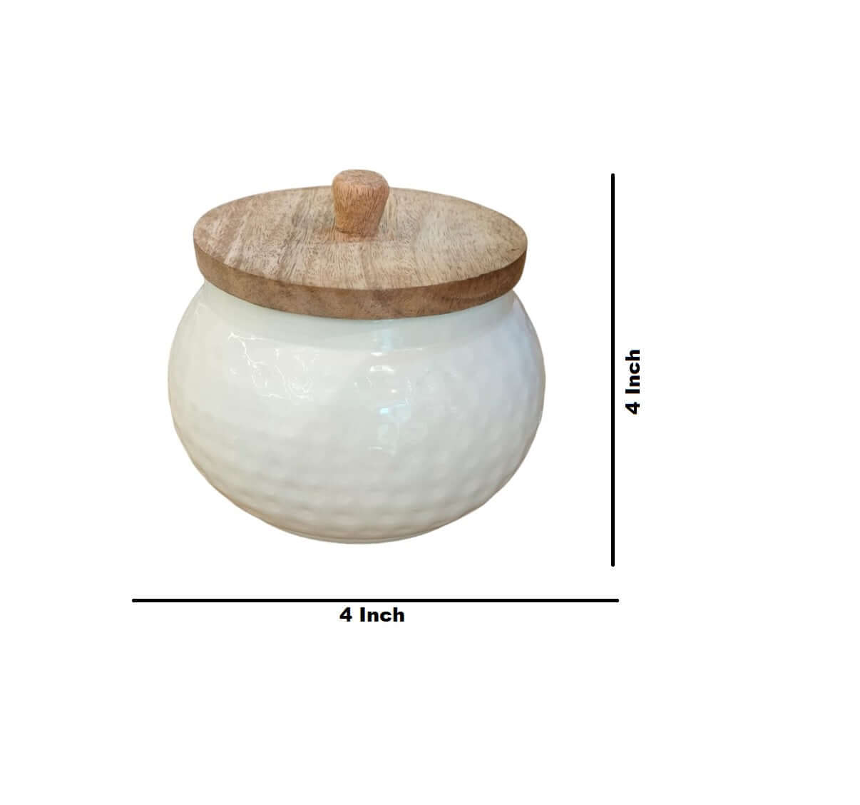 ROYALSTUFFS Modern Hammered Metal Jar Set with Wooden lid- Gift Bowl Set/Home Decor
