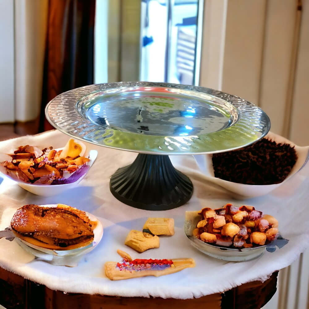 ROYALSTUFFS Cake Stand Single Tier – 13 inch Black Chrome Finish