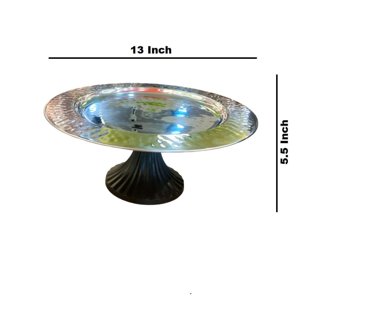 ROYALSTUFFS Cake Stand Single Tier – 13 inch Black Chrome Finish
