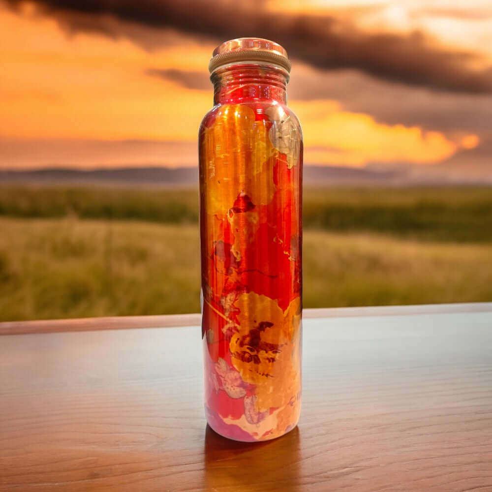 ROYALSTUFFS Beautiful Floral Digital Print Leak Proof Copper Printed Bottle : 950 ml