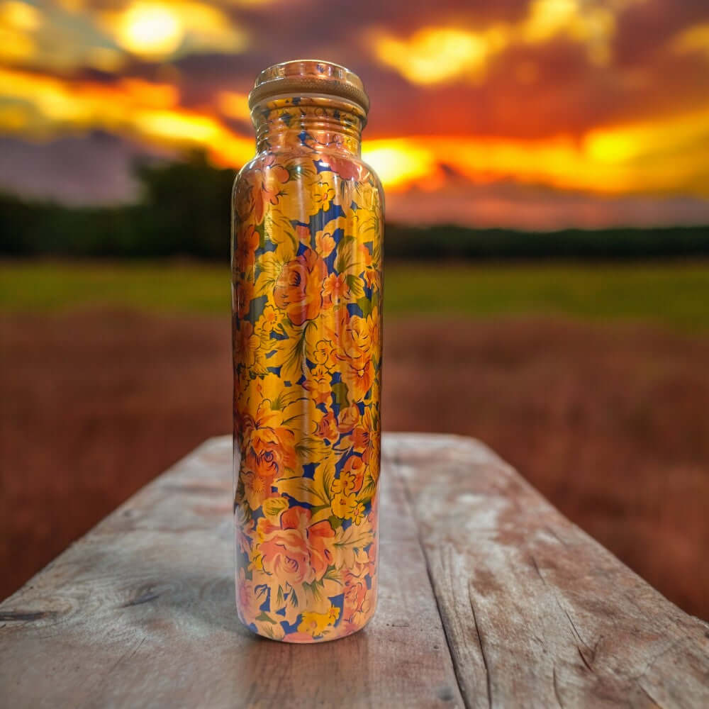 ROYALSTUFFS 950 ml Printed Copper Water Bottle For Health Benefits Pack Of 1