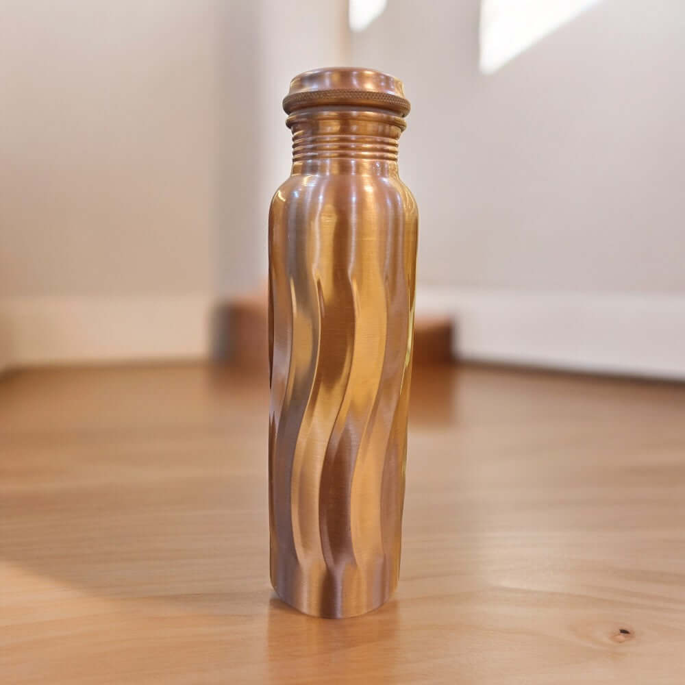 Wavy Designer Pure Copper Water Bottle - 1 Liter