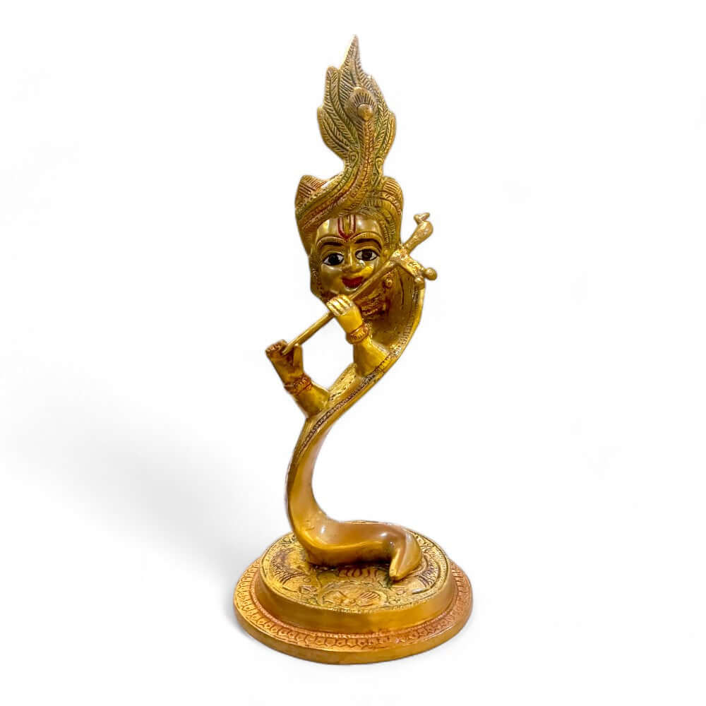 Coloured Antique Finish Brass Hawaï Krishna Ji Murlidhar 13 Inch Height, 2.5 kg