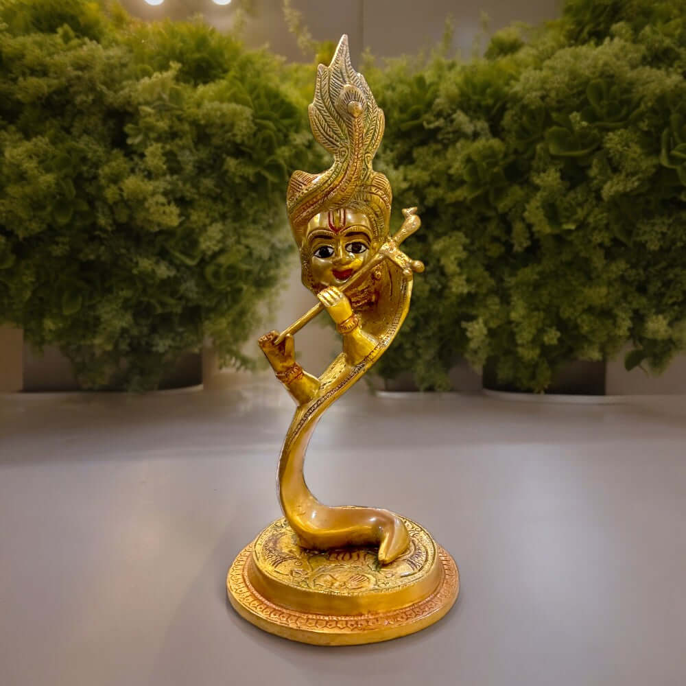 Coloured Antique Finish Brass Hawaï Krishna Ji Murlidhar 13 Inch Height, 2.5 kg