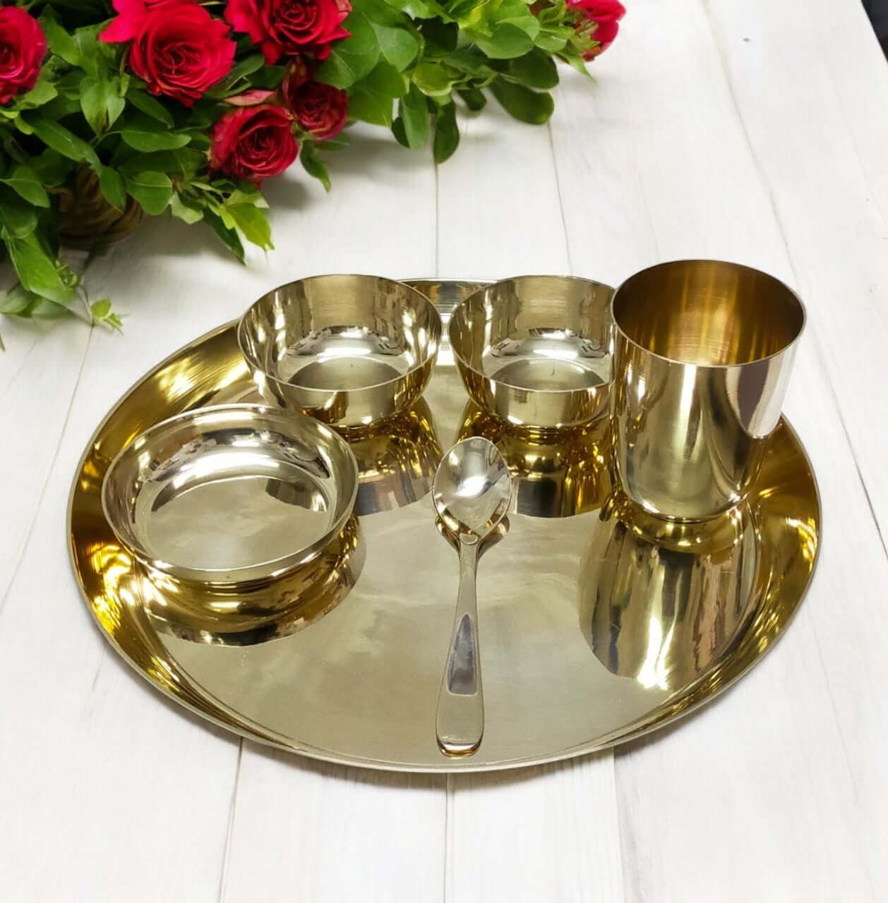 12-Inch Pure Kansa Thali Set - Shine