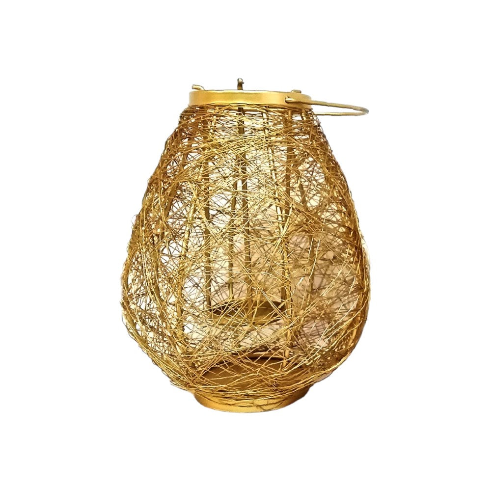 ROYALSTUFFS Shadow Lantern – Wire Mesh 8.5×6.5inches (Gold)