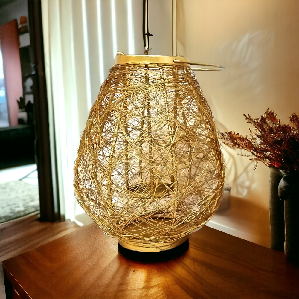 ROYALSTUFFS Shadow Lantern – Wire Mesh 8.5×6.5inches (Gold)