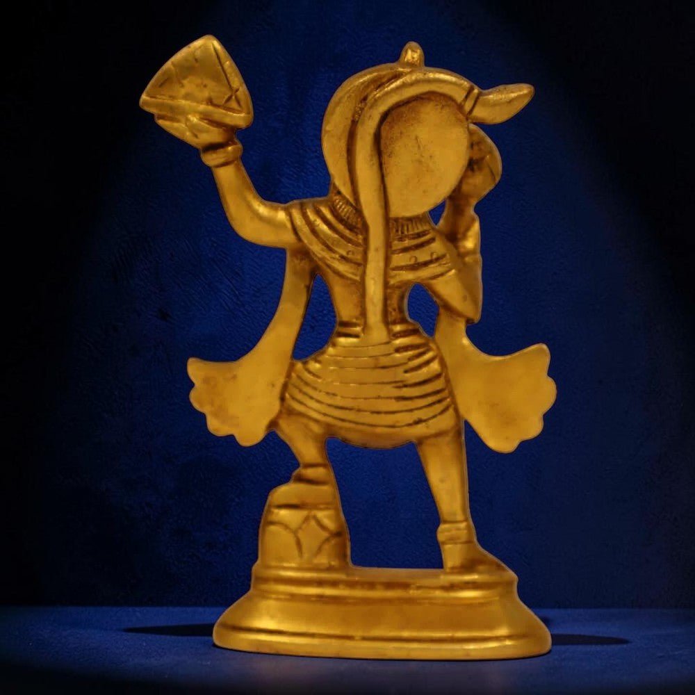 Antique Brass Hanuman Parvat Standing Statue Idol - 6 Inch - Royalstuffs.com