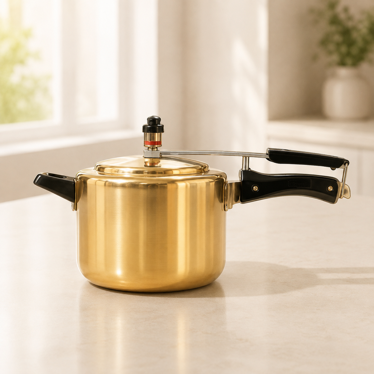 Handmade Brass Pressure Cooker with Kalai (Tin) Coating Inside – 3L & 5L