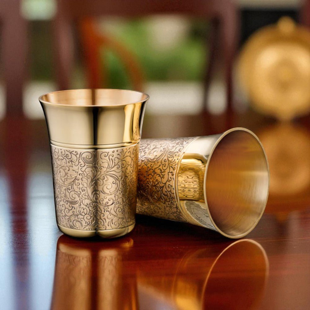 Brass 57 Pcs Engraved Dinner Set – Luxury Festival Special - Royalstuffs.com